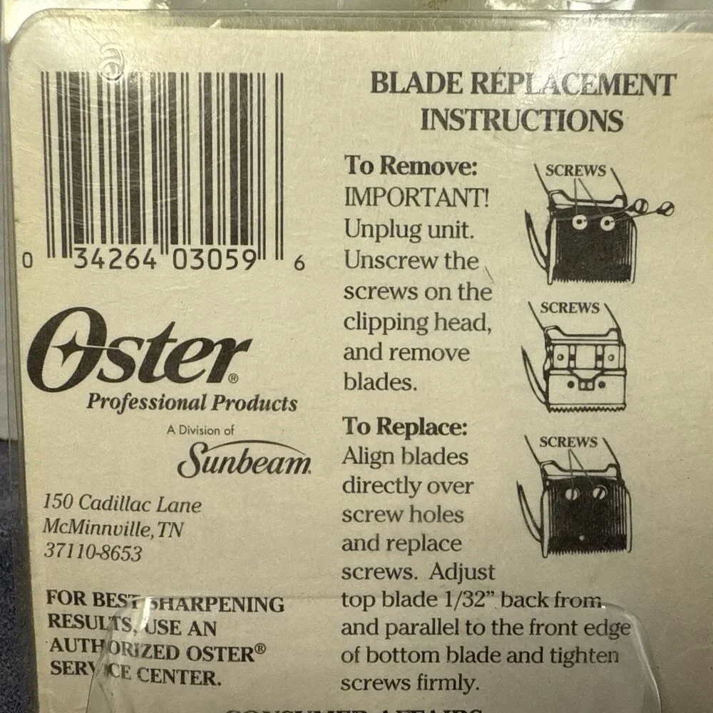 New Sealed Oster Color Match Accessory Blade Set 76913-246